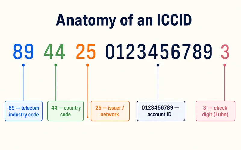 Anatomy of an ICCID number, segment by segment
