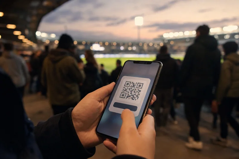 Installing an eSIM on a stadium concourse