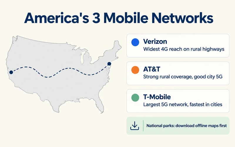 The three US mobile networks and road-trip coverage tips