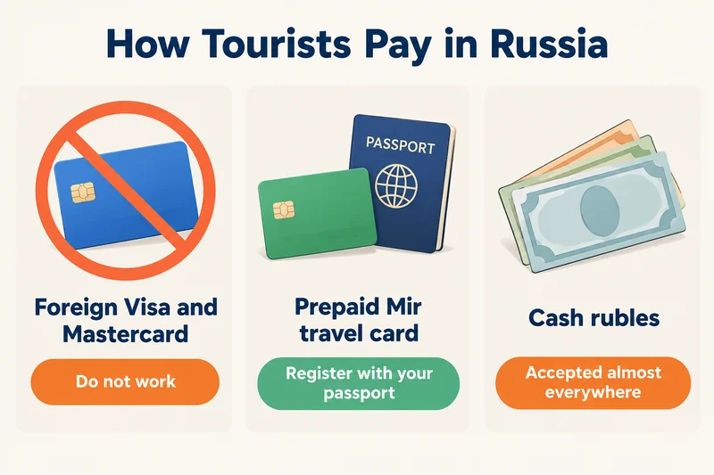 How tourists pay in Russia in 2026: foreign Visa and Mastercard do not work, use a prepaid Mir travel card or cash