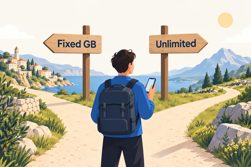 Choosing between unlimited and fixed data eSIM plans