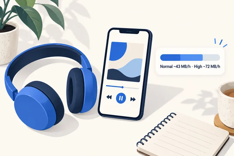 Jumlah data Spotify setiap jam mengikut tahap kualiti