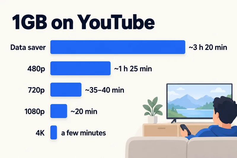 Berapa lama 1 GB data mudah alih bertahan di YouTube bagi setiap kualiti