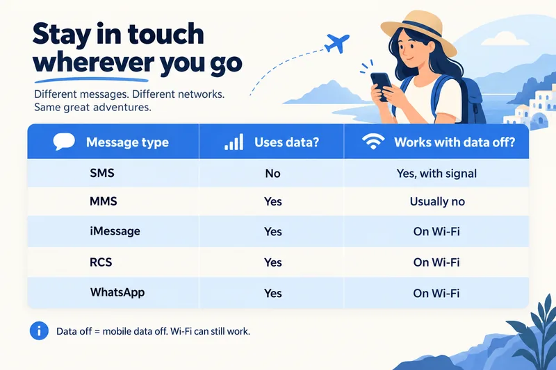 Perbandingan penggunaan data SMS, MMS, iMessage, RCS dan WhatsApp